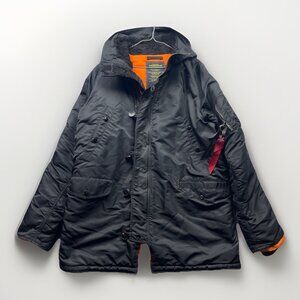 VTG Y2K Military Alpha Industries Winter Black Tech Heavy Parka Men Sz XL Read